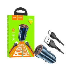 Carregador De Carro Hoco Z46 Blue Whale PD20W+QC3.0 Azul Safira Carregador De Carro Hoco Z46 Blue Whale PD20W+QC3.0 Azul Safira